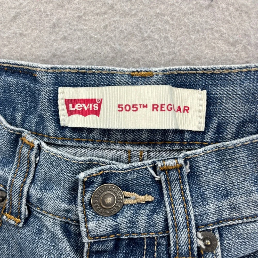 Levis Jeans Boys 8 Slim 505 Regular Light Blue Denim Pants Adjustable Waist Kids